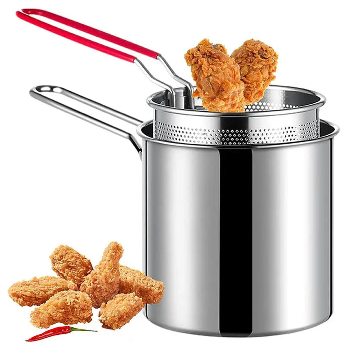 Stainless Steel Deep Fryer Pot with Strainer – Kitchen Frying Pot