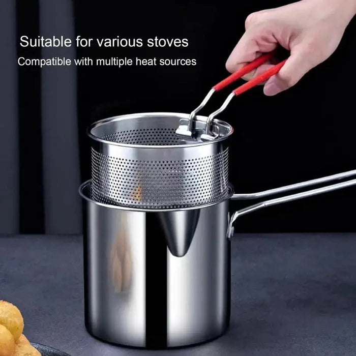 Stainless Steel Deep Fryer Pot with Strainer – Kitchen Frying Pot