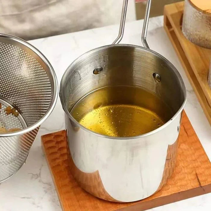 Stainless Steel Deep Fryer Pot with Strainer – Kitchen Frying Pot