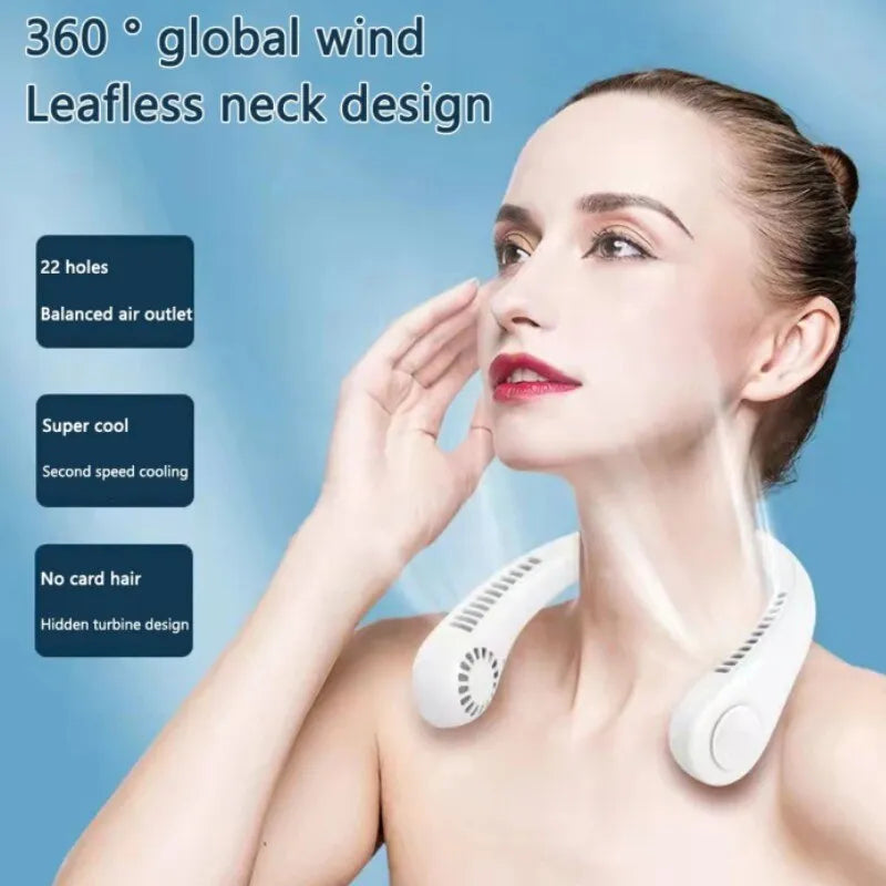 Mini Hanging Neck Fan Portable Rechargeable Bladeless Fan