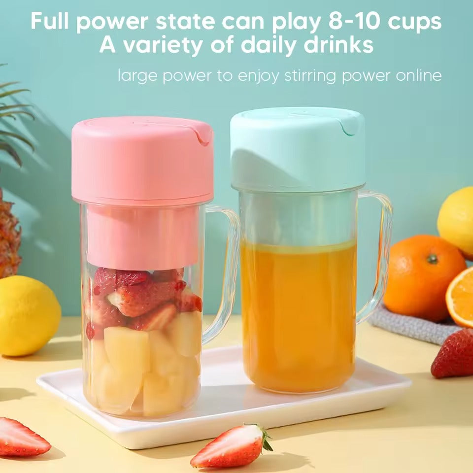 Portable mini juicer blender with built-in straw for smoothies and fresh juice