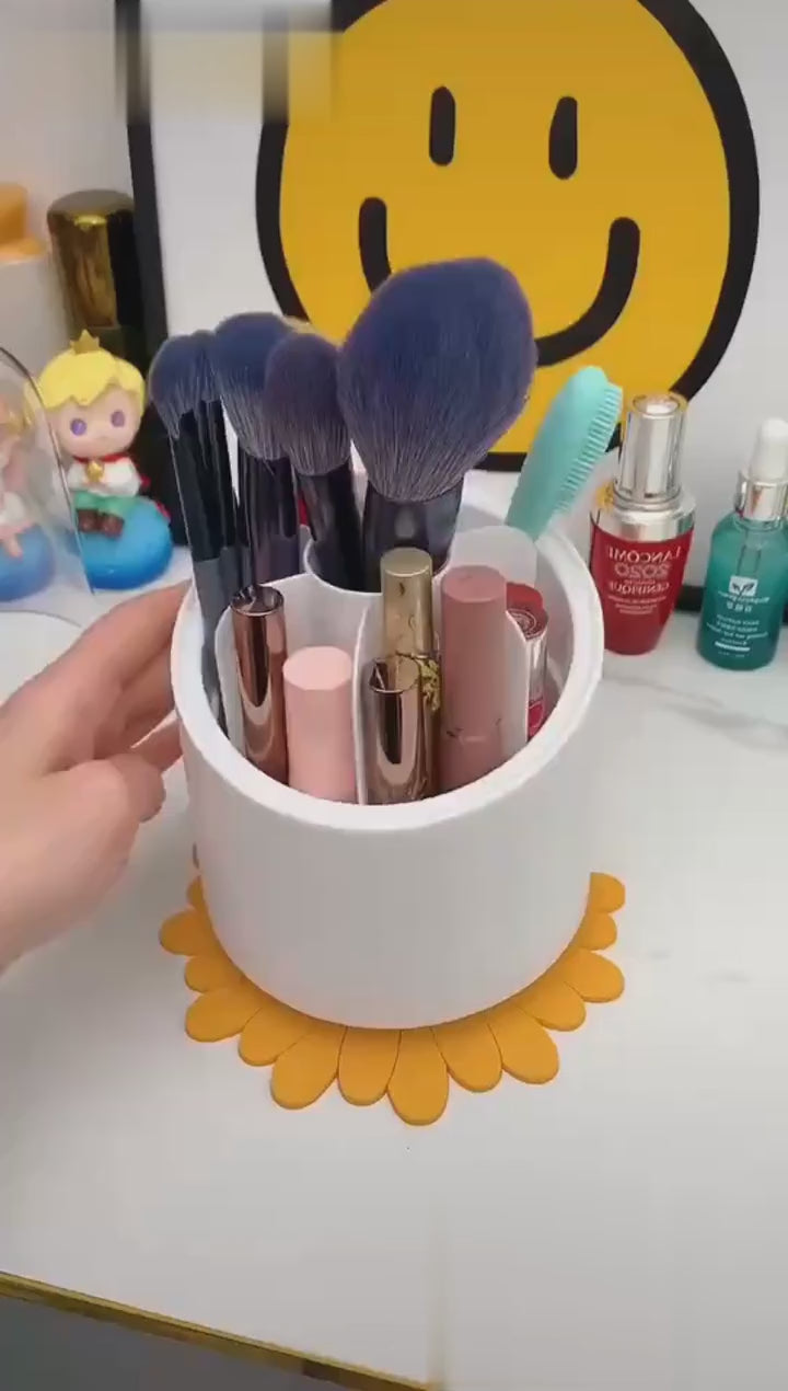 360° Rotating Makeup Organizer | Cosmetic Storage Box for Brushes